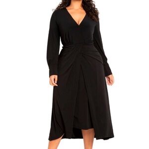 Eloquii Elegant Black Jersey Knit Long Sleeve Dress